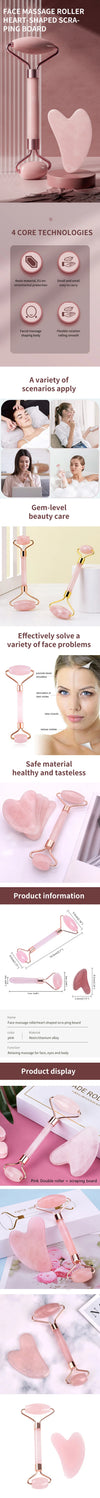 Gua Sha Facial Massager Set — Stone Scraping Board and Roller